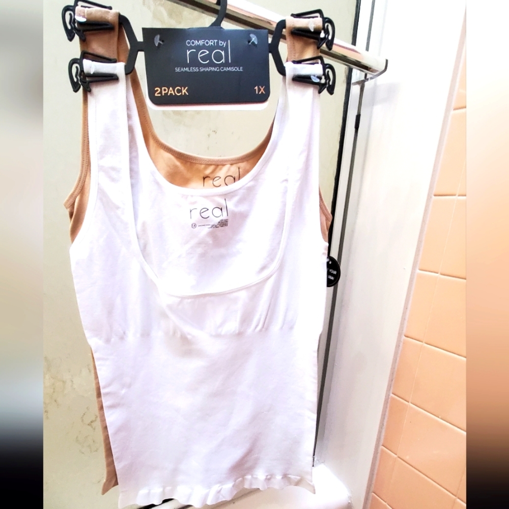 NWT Comfort by Real; 2Pk Seamless Shaping Cami; Wear Your own Bra; 2X. $35 Each.